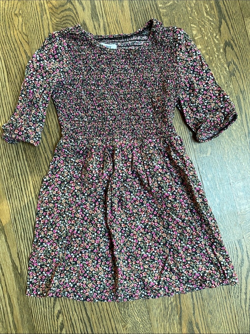 Old Navy Pink Floral Smocked Casual Dress size XS kids size 5